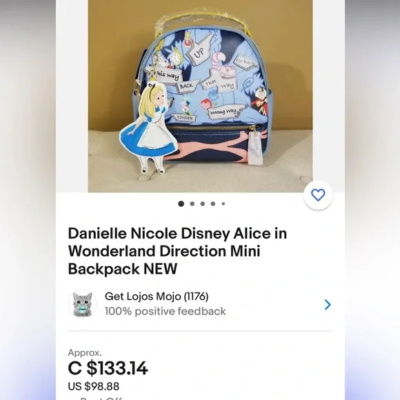 Alice in Wonderland Mini Backpack - Picture 8 of 9